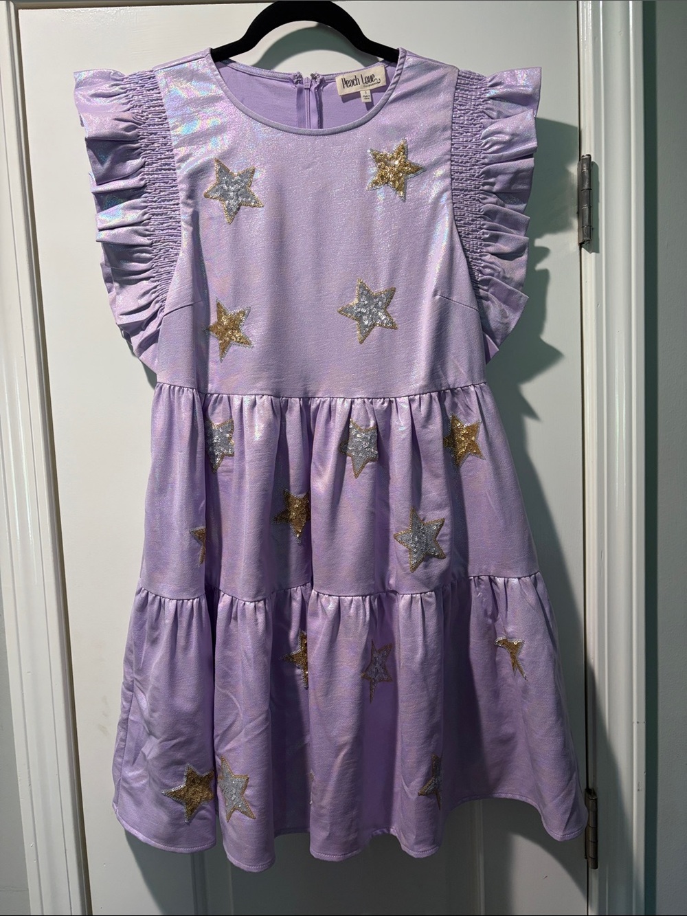 Peach Love California Lavender Tiered Star Ruffle Dress